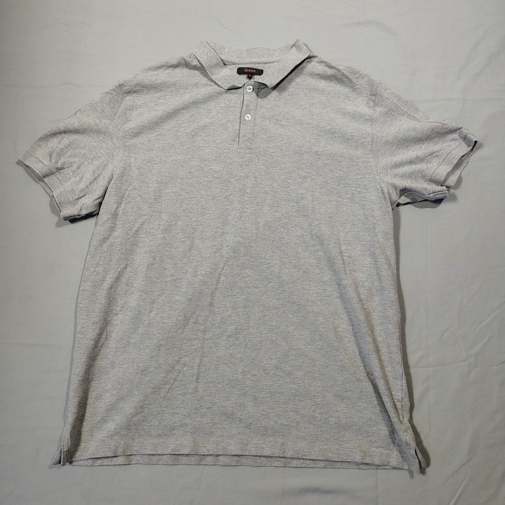Quince Polo Shirt Mens XL Grey Organic Cotton Pique Short Sleeve Casual Top
